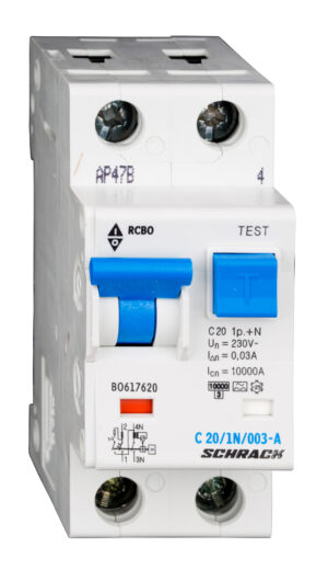 f_bo617620-.jpg Diferential RCBO 1+N, TIP A, C20/0.03, 10kA, Schrack