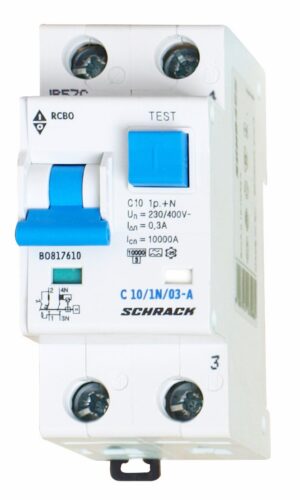 Diferential RCBO 1P+N, TIP A, C10/0.3, 10kA, Schrack