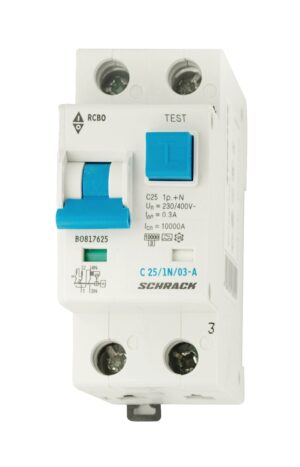 Diferential RCBO 1P+N, TIP A, C25/0.3, 10kA, Schrack